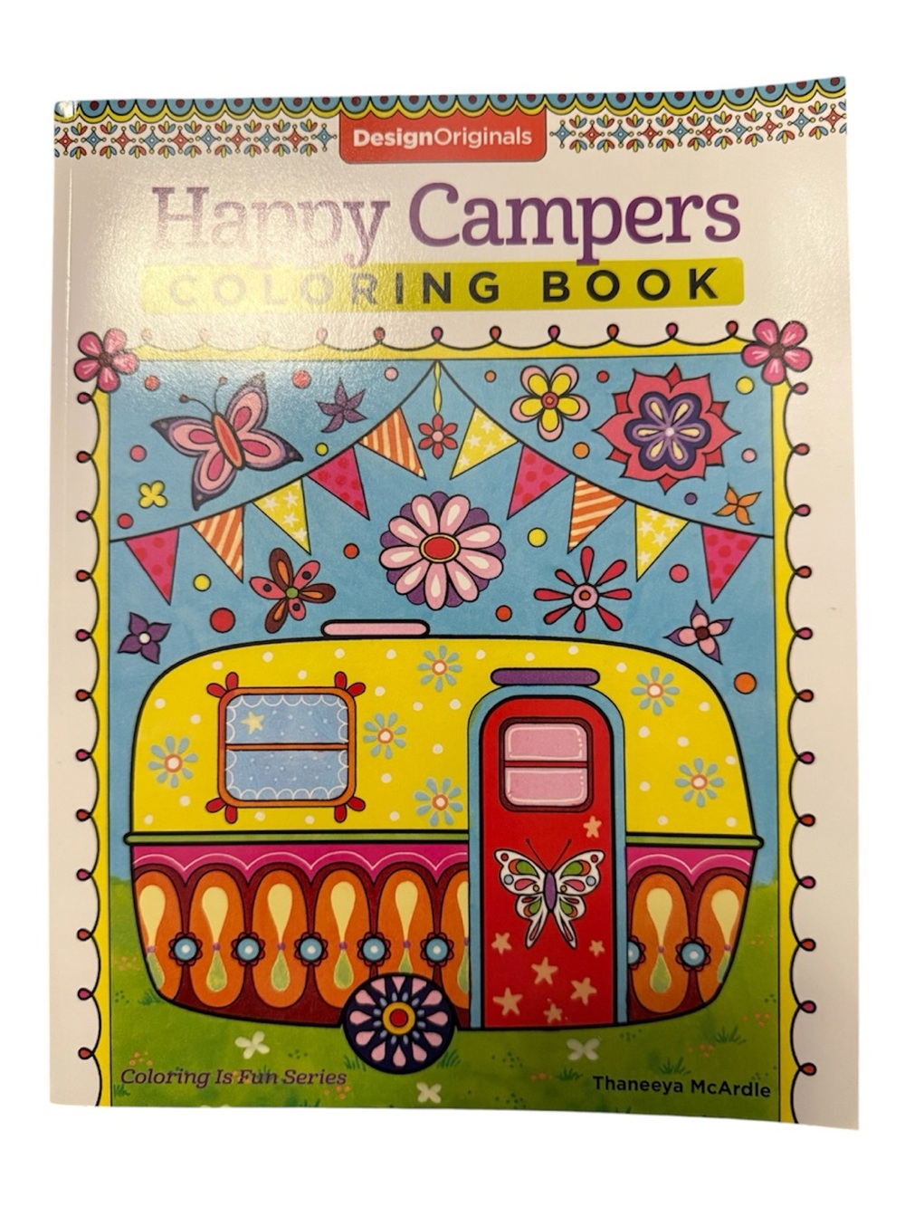 Design Originals Happy Campers Coloring Book - Yellow/Blue/Pink